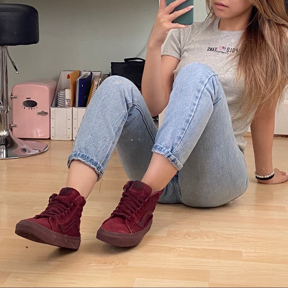 maroon hi top vans